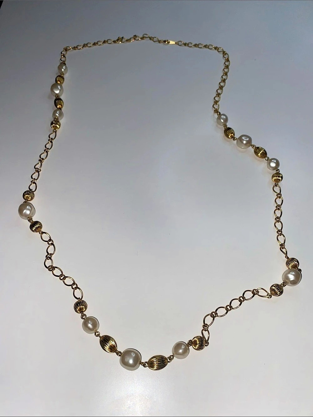 Pearl Beaded Gold-Tone Chain Necklace